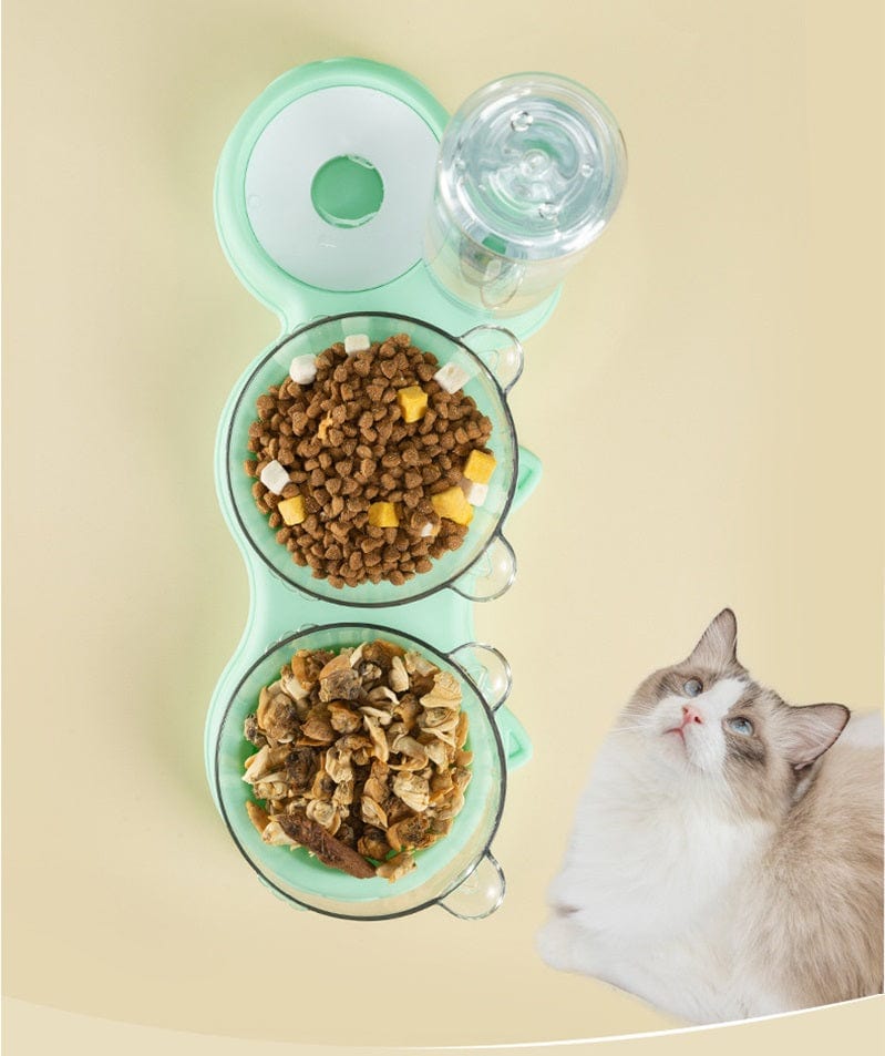 3-in-1 Voerbak Kat & Hond met Waterreservoir – Voor Droogvoer, Natvoer & Drinkwater