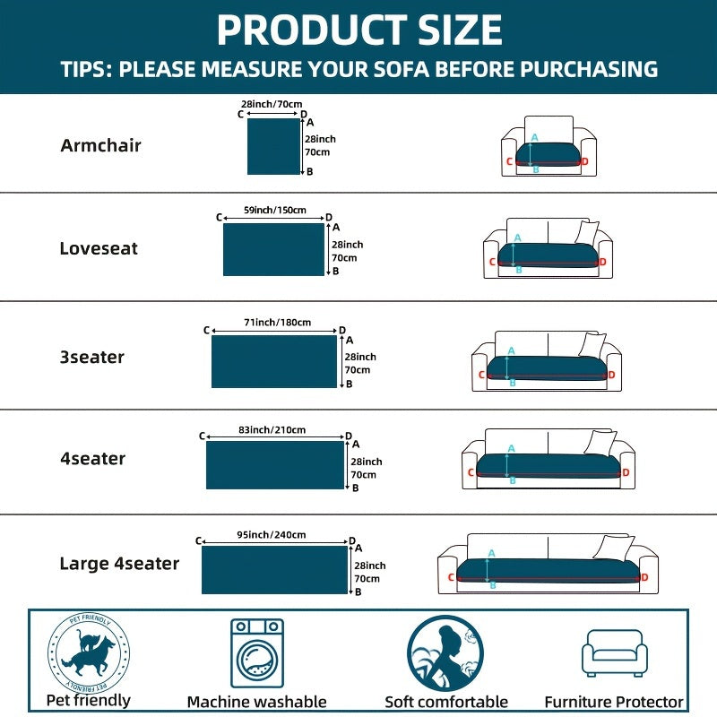 Luxe Dikke Pluche Bankhoes (Wasbaar, Anti-Slip, Huisdiervriendelijk, Bohemian Stijl, Bescherming voor Bank & Meubels)