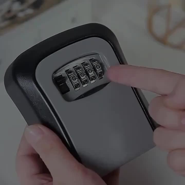 Roestvrijstale RVS Sleutelkluis (4-Cijferige Code, Muurbevestiging, Beveiligde Opbergbox)