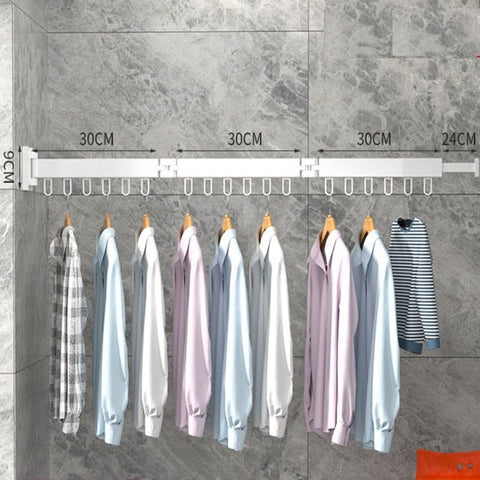 TidyRacks - Uitschuifbaar kledingrek, inklapbare hanger, wandbevestiging.