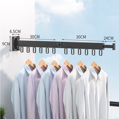 TidyRacks - Uitschuifbaar kledingrek, inklapbare hanger, wandbevestiging.