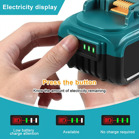 18V Lithium-Ion Accu (6.0Ah, USB & Type-C Oplaadbaar, Compatibel met Makita Gereedschap)