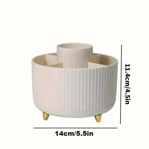 360° Draaibare Make-up Organizer (5 Vakken, Luxe Opbergdoos voor Cosmetica, Penselen & Skincare)