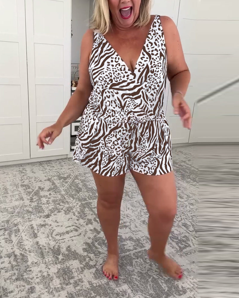 Slim Fit Badpak Met Zebraprint