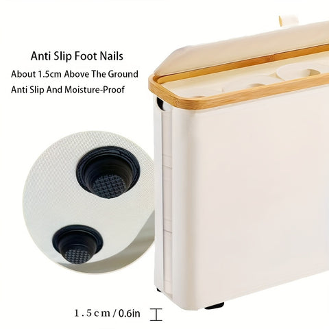 Luxe Bamboe Toiletrolhouder met Opbergmand (Boho-Chic, Waterbestendig, Stijlvolle Badkamer Organizer met Deksel)