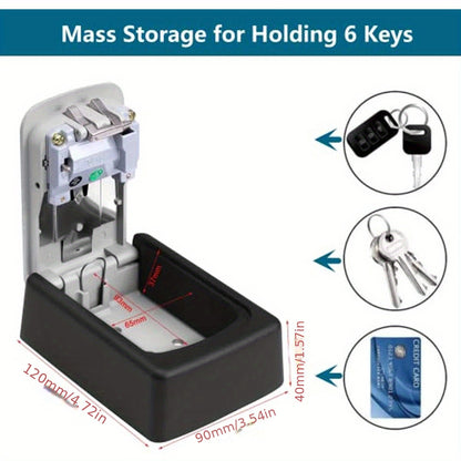 Roestvrijstale RVS Sleutelkluis (4-Cijferige Code, Muurbevestiging, Beveiligde Opbergbox)