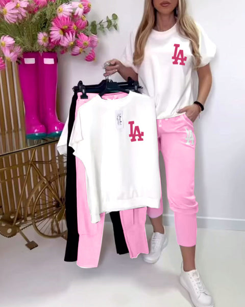 Set Sportieve Letterprint Skinny Broek