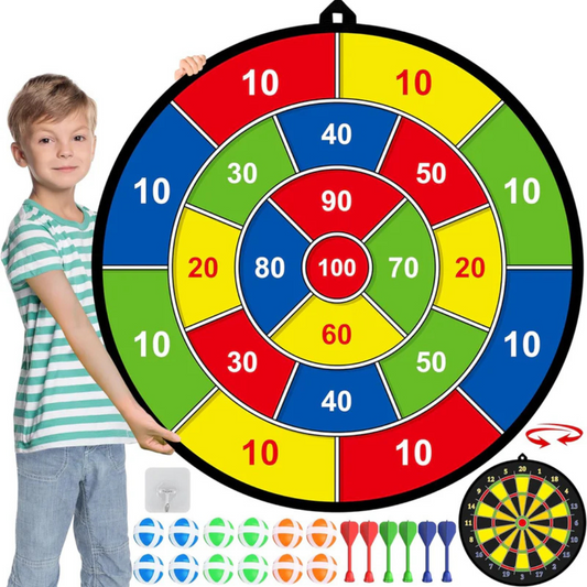 BullseyePlay Dubbelzijdig Kinderdartbord – Groot & Veilig Dartbord voor Plezier en Ontwikkeling