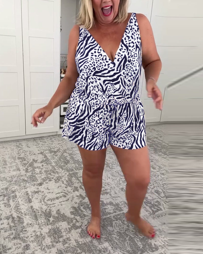 Slim Fit Badpak Met Zebraprint