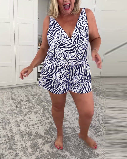 Slim Fit Badpak Met Zebraprint