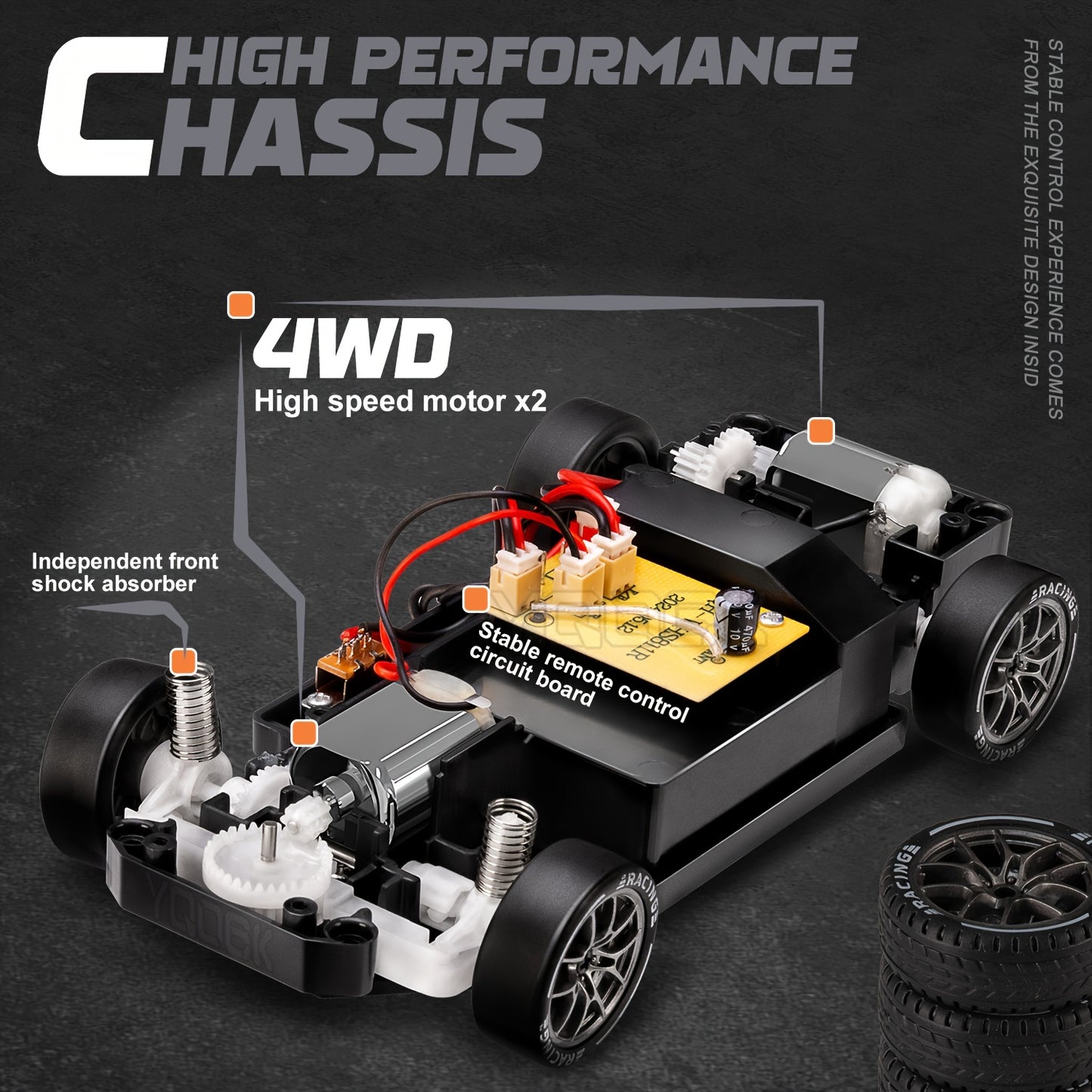 RC Drift Auto – 4WD, Draadloos, USB Oplaadbaar, LED Verlichting, Snel & Wendbaar