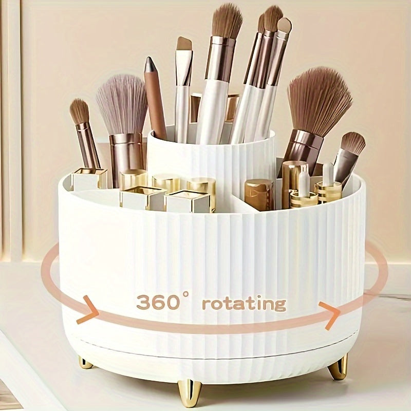 360° Draaibare Make-up Organizer (5 Vakken, Luxe Opbergdoos voor Cosmetica, Penselen & Skincare)