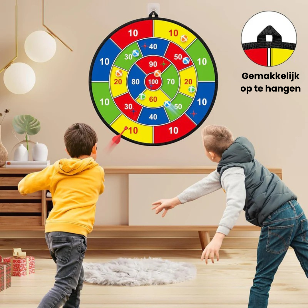 BullseyePlay Dubbelzijdig Kinderdartbord – Groot & Veilig Dartbord voor Plezier en Ontwikkeling