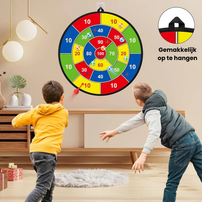 BullseyePlay Dubbelzijdig Kinderdartbord – Groot & Veilig Dartbord voor Plezier en Ontwikkeling