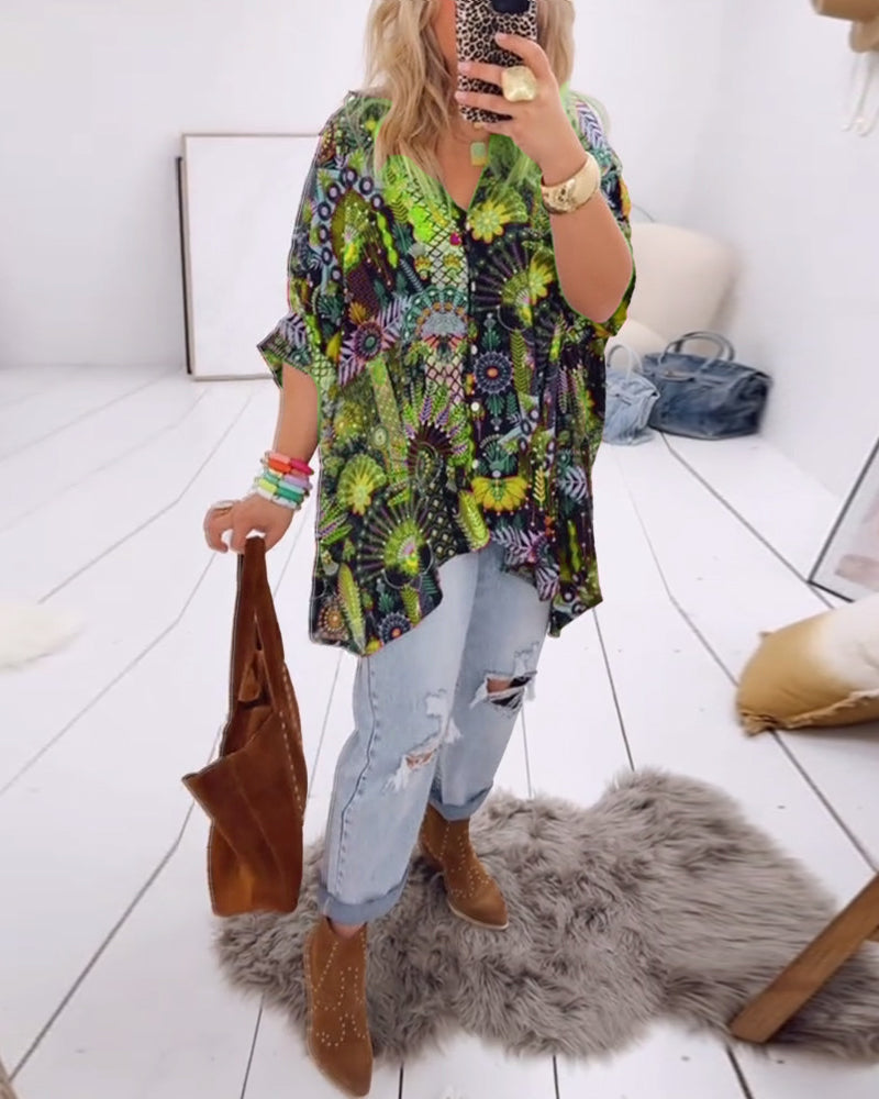 Blouse Los Mode Bedrukt