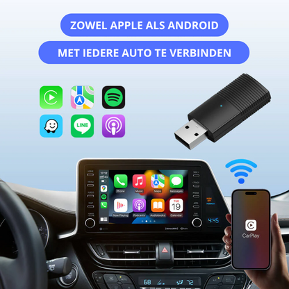 Apple/Android Carplay| Ervaar draadloos Carplay in je auto | Directe verbinding met BT