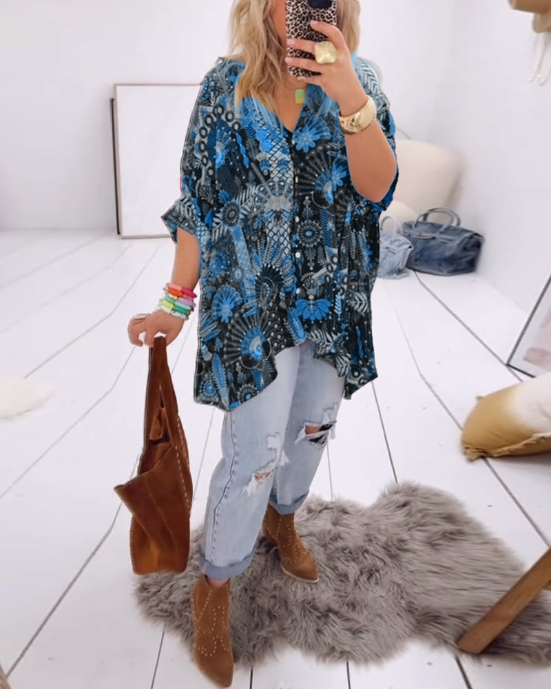 Blouse Los Mode Bedrukt