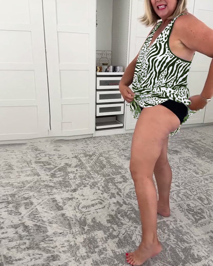 Slim Fit Badpak Met Zebraprint