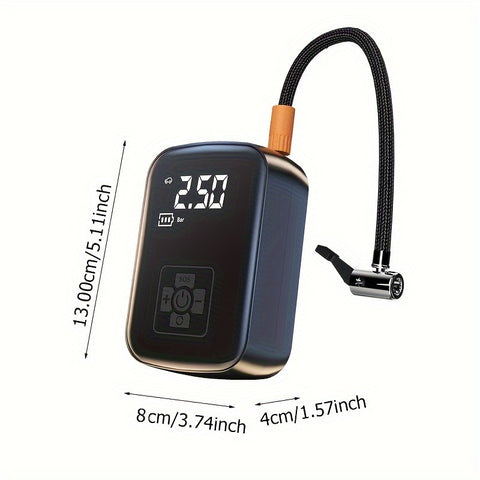 Draagbare Auto Luchtcompressor (USB-C Oplaadbaar, LED Licht, Snelle Bandenpomp voor Auto, Motor & Fiets)