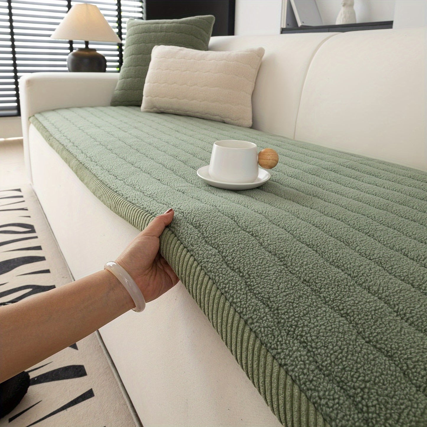 Luxe Dikke Pluche Bankhoes (Wasbaar, Anti-Slip, Huisdiervriendelijk, Bohemian Stijl, Bescherming voor Bank & Meubels)