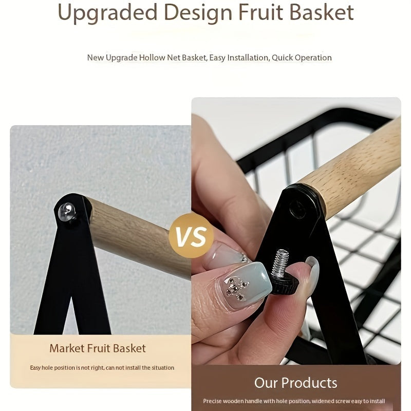 Twee- en Drie-Laagse Opbergmand met Houten Handvat