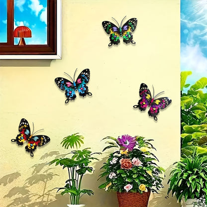 Metalen Vlinder Wanddecoratie (Set van 4 Stuks) voor Binnen & Buiten