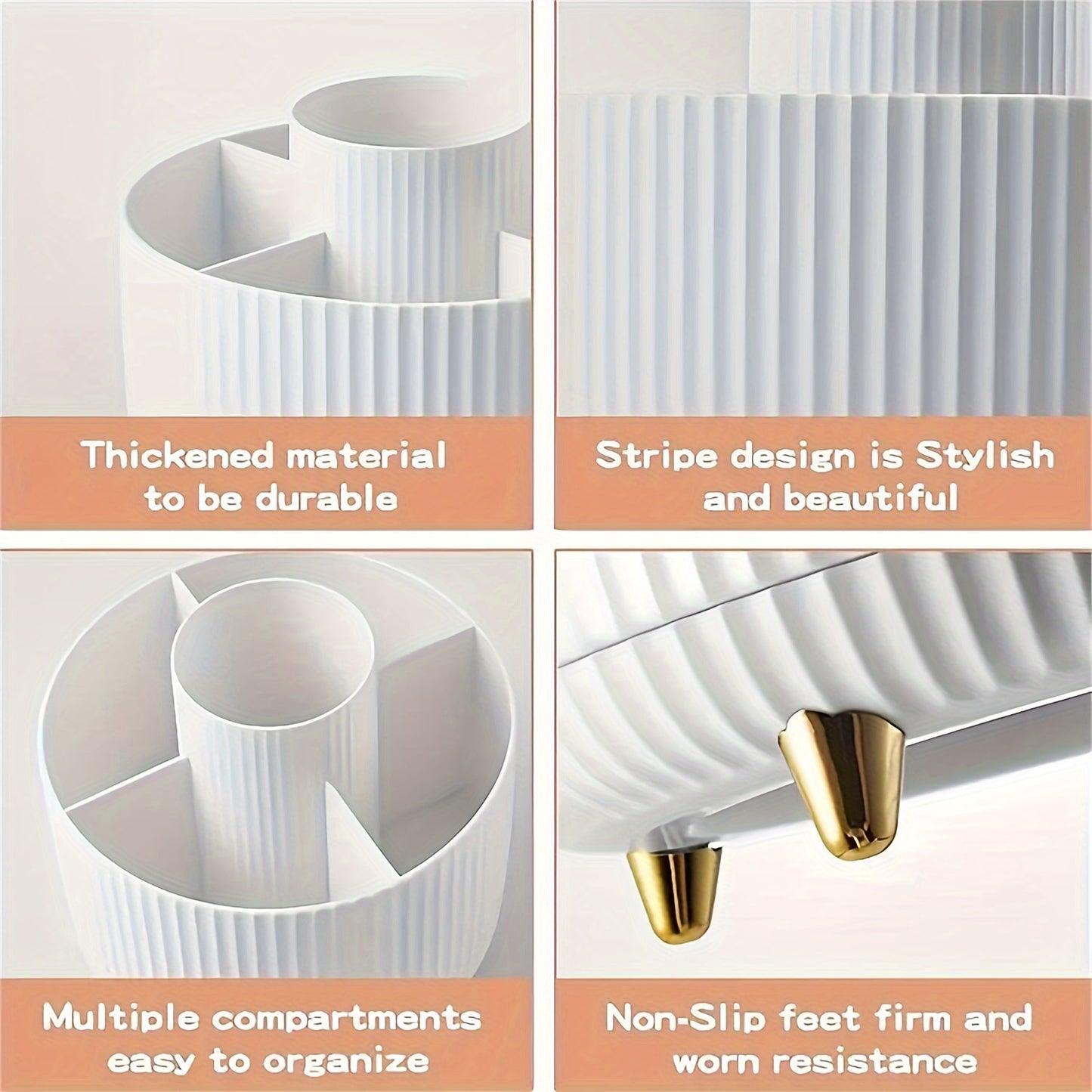 360° Draaibare Make-up Organizer (5 Vakken, Luxe Opbergdoos voor Cosmetica, Penselen & Skincare)