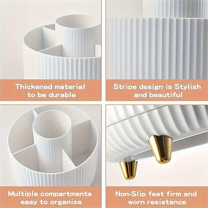 360° Draaibare Make-up Organizer (5 Vakken, Luxe Opbergdoos voor Cosmetica, Penselen & Skincare)