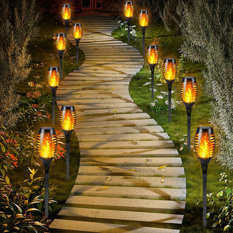 Solar Tuinverlichting met Flikkerende Vlam (Set van 4, 8 of 12 Stuks)