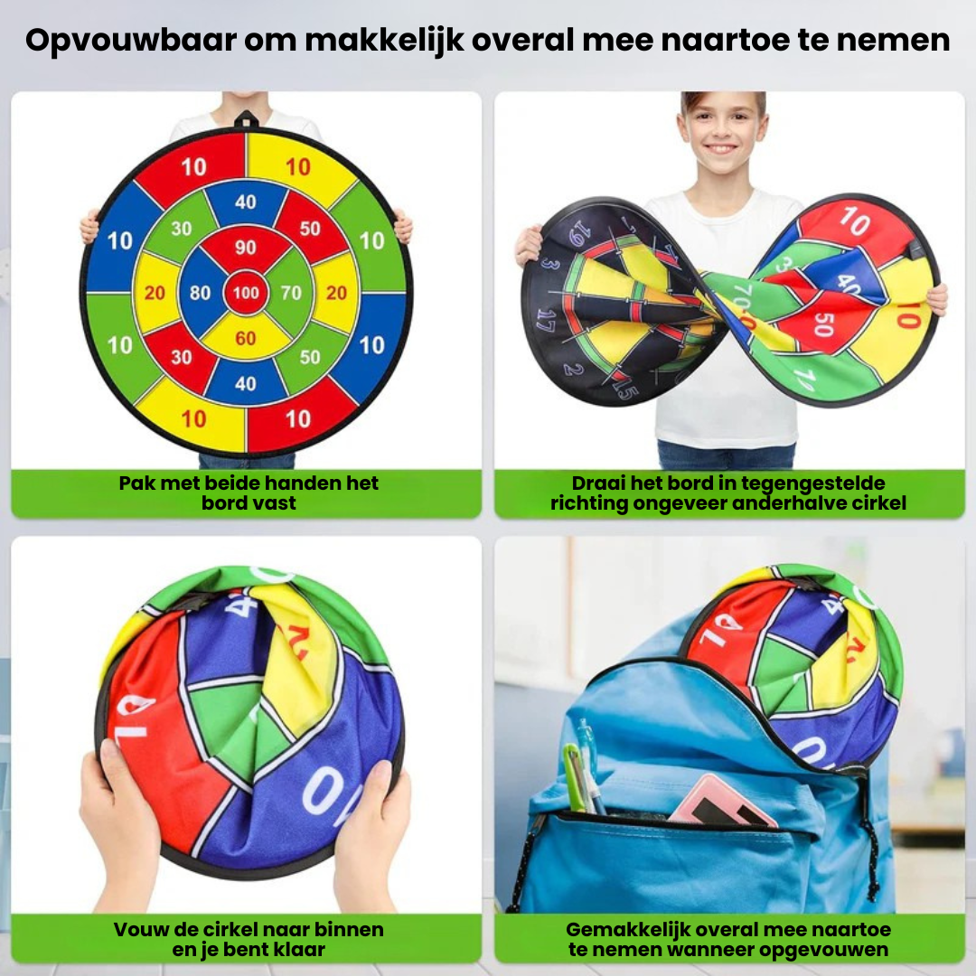 BullseyePlay Dubbelzijdig Kinderdartbord – Groot & Veilig Dartbord voor Plezier en Ontwikkeling