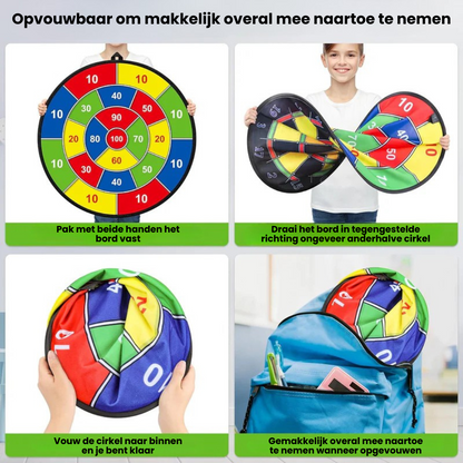 BullseyePlay Dubbelzijdig Kinderdartbord – Groot & Veilig Dartbord voor Plezier en Ontwikkeling
