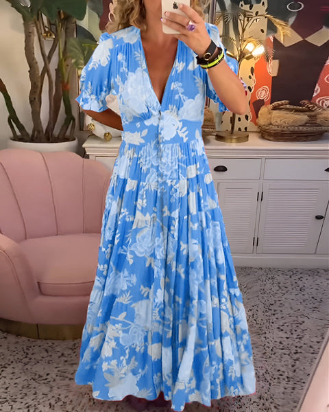 Tessa | Elegante jurk met bloemenprint en V-hals
