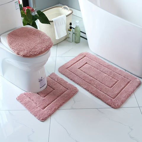 3-delige Ultrafijne Vezel Badkamer Tapijt Set – Sneldrogend en Absorberend