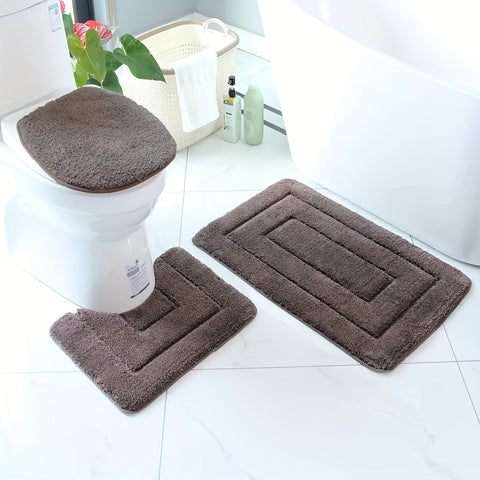 3-delige Ultrafijne Vezel Badkamer Tapijt Set – Sneldrogend en Absorberend