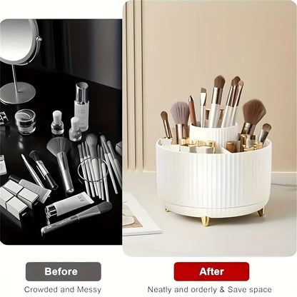 360° Draaibare Make-up Organizer (5 Vakken, Luxe Opbergdoos voor Cosmetica, Penselen & Skincare)