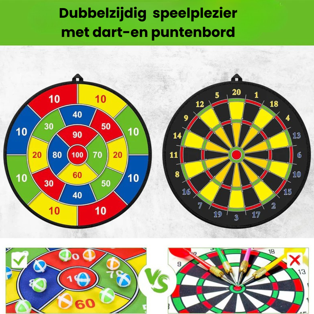 BullseyePlay Dubbelzijdig Kinderdartbord – Groot & Veilig Dartbord voor Plezier en Ontwikkeling
