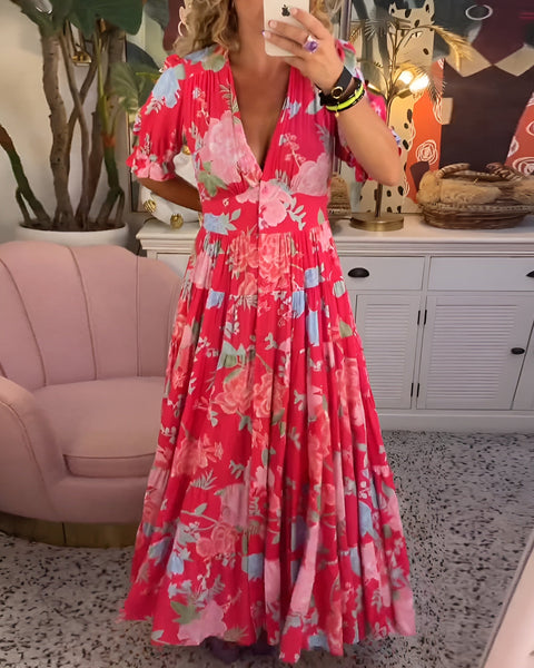 Tessa | Elegante jurk met bloemenprint en V-hals