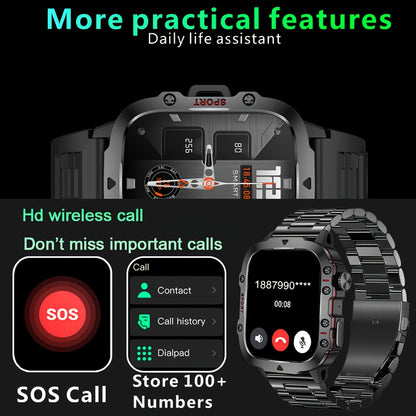 Robuuste Smartwatch voor Heren (Draadloze Gesprekken, AI Spraakbesturing, 100+ Apps, Waterbestendig)