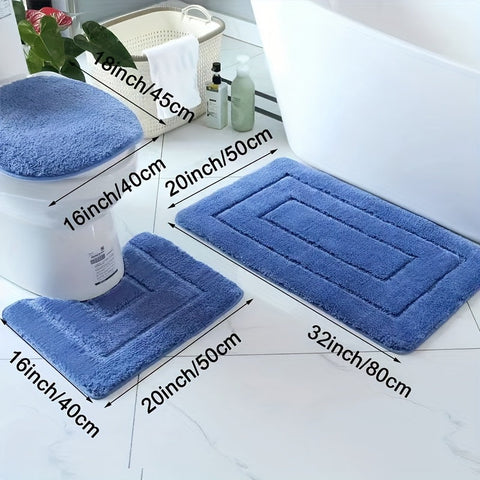 3-delige Ultrafijne Vezel Badkamer Tapijt Set – Sneldrogend en Absorberend