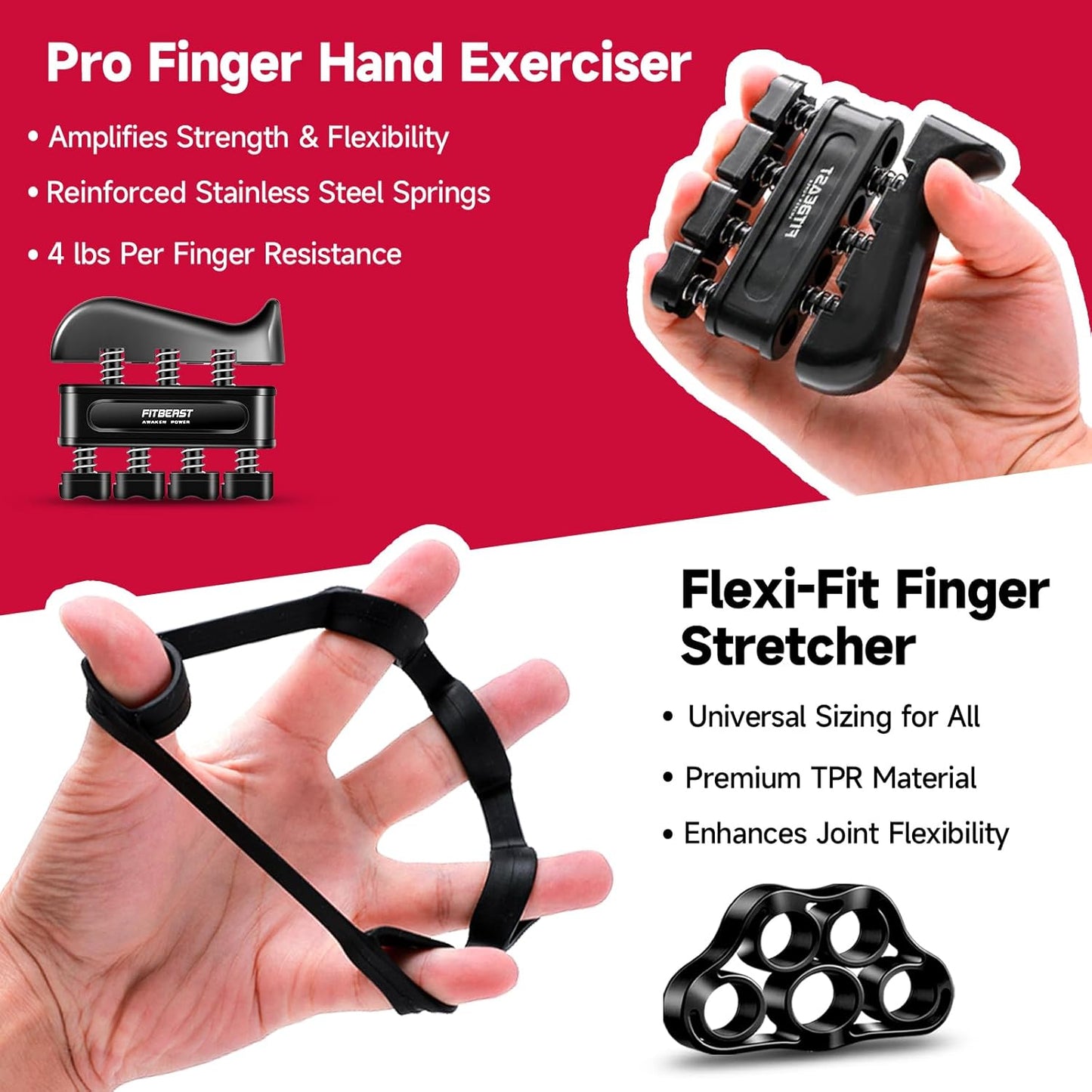Verstelbare Handtrainer Set (5-Delig, Grip Strengthener, Pols- & Onderarmtraining, Geschikt voor Sport & Revalidatie)