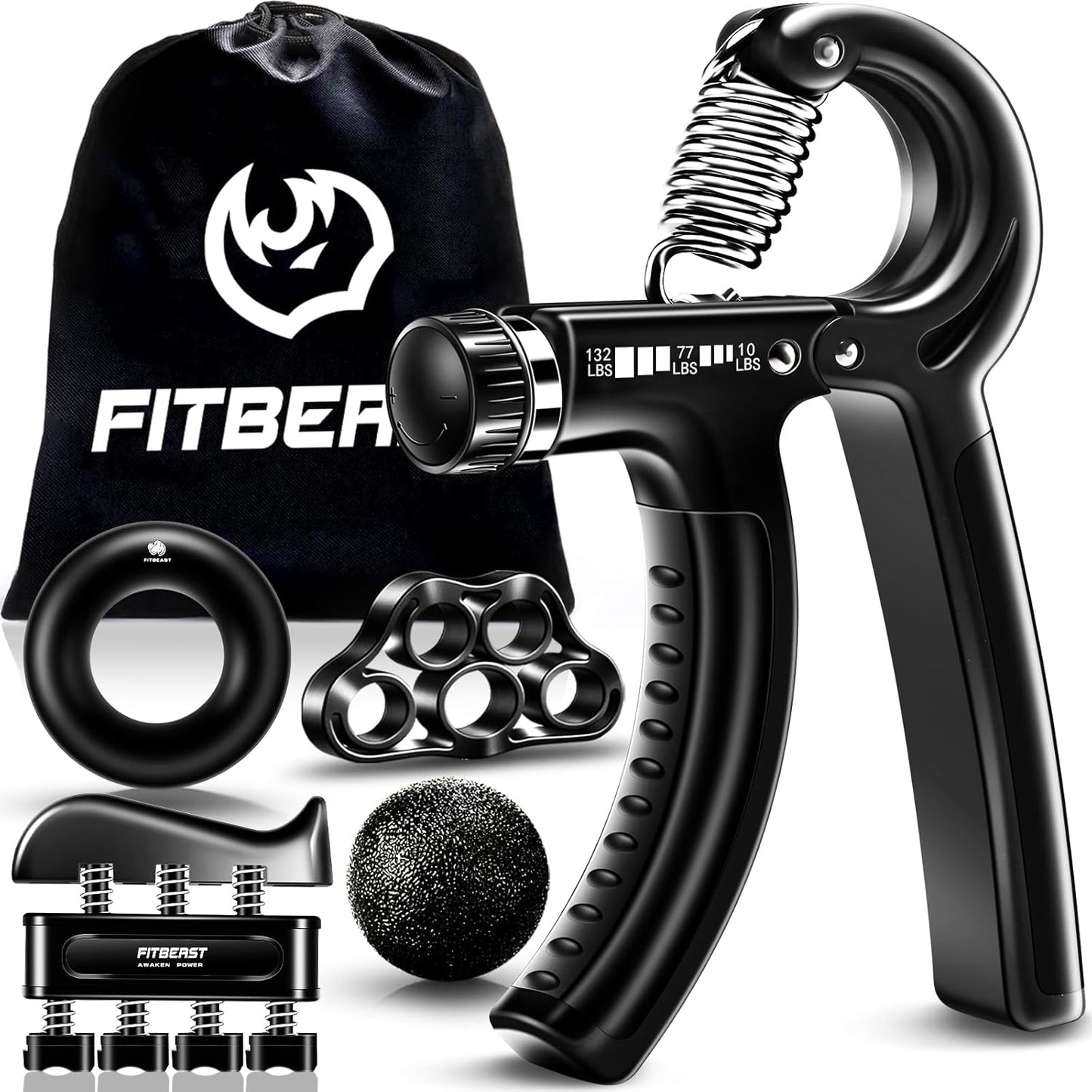 Verstelbare Handtrainer Set (5-Delig, Grip Strengthener, Pols- & Onderarmtraining, Geschikt voor Sport & Revalidatie)