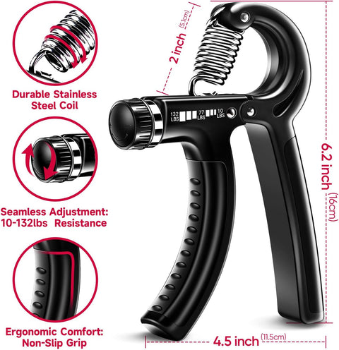 Verstelbare Handtrainer Set (5-Delig, Grip Strengthener, Pols- & Onderarmtraining, Geschikt voor Sport & Revalidatie)