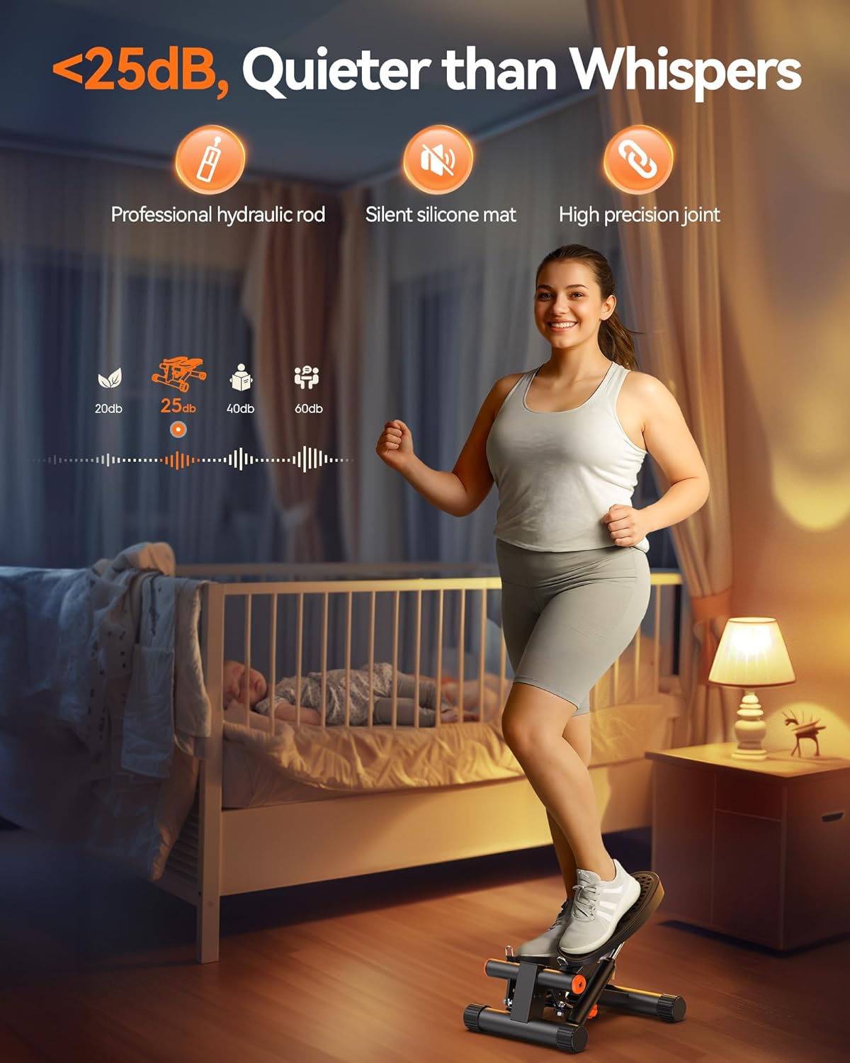 Mini Stepper met Weerstandsbanden (Hydraulisch, Compact Fitnessapparaat voor Thuis & Kantoor)