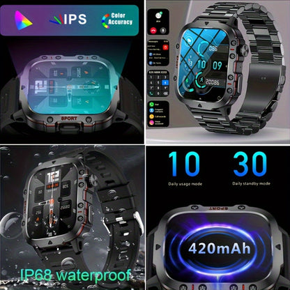 Robuuste Smartwatch voor Heren (Draadloze Gesprekken, AI Spraakbesturing, 100+ Apps, Waterbestendig)