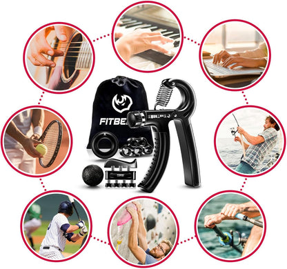 Verstelbare Handtrainer Set (5-Delig, Grip Strengthener, Pols- & Onderarmtraining, Geschikt voor Sport & Revalidatie)