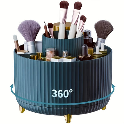 360° Draaibare Make-up Organizer (5 Vakken, Luxe Opbergdoos voor Cosmetica, Penselen & Skincare)