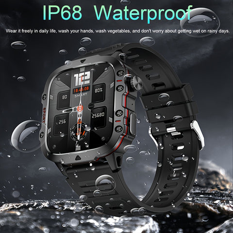 Robuuste Smartwatch voor Heren (Draadloze Gesprekken, AI Spraakbesturing, 100+ Apps, Waterbestendig)
