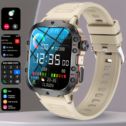 Robuuste Smartwatch voor Heren (Draadloze Gesprekken, AI Spraakbesturing, 100+ Apps, Waterbestendig)