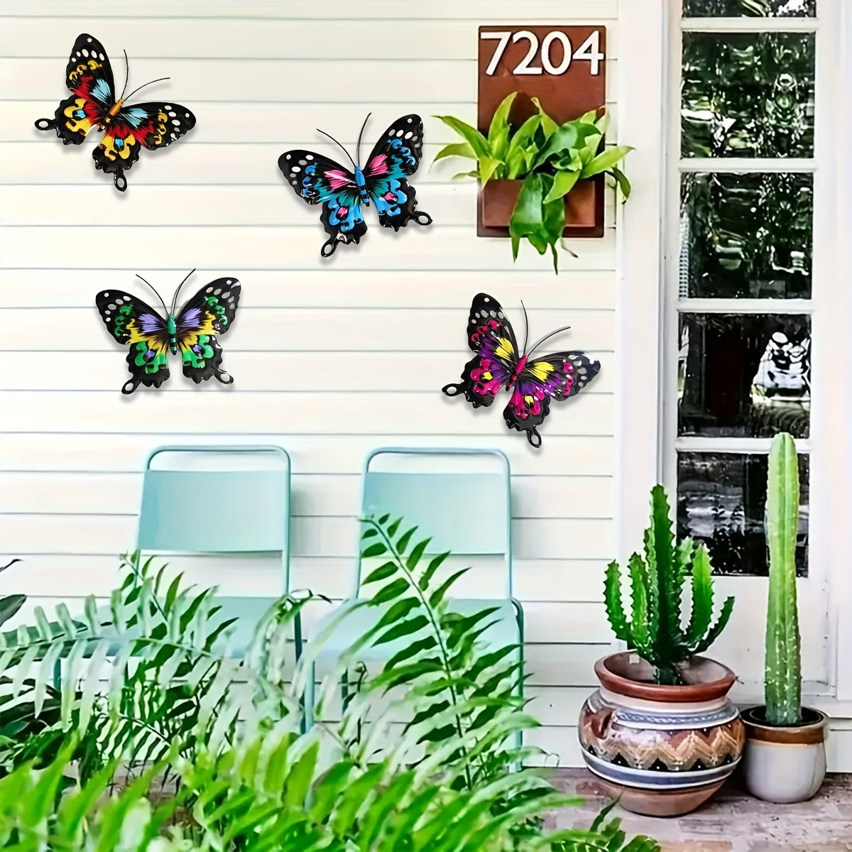 Metalen Vlinder Wanddecoratie (Set van 4 Stuks) voor Binnen & Buiten