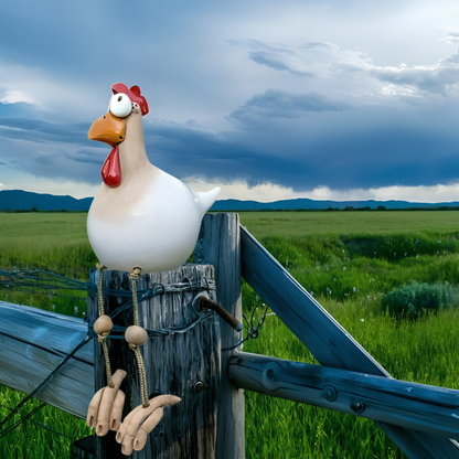 BirdVision - Grote ogen kippenbeeldje voor tuin